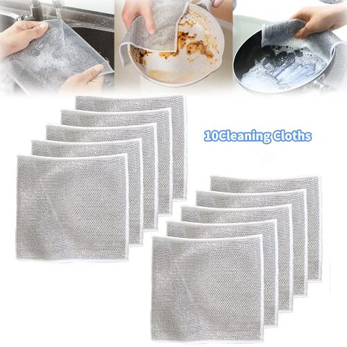 10Cleaning Cloths Double Layer Non-Scratch Wire Dishcloth Steel Scrubber Scrubbing Pads Dish Cloths for Washing Dishes Wire Cleaning Cloths