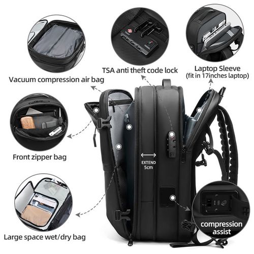 Custom Vacuum Compression Waterproof Travelling Essentials for Backpacking Men Large Capacity