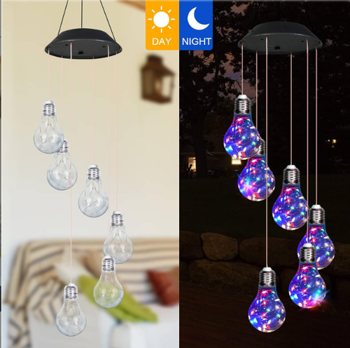 Colorful Plastic Solar LED Garden Lights with Wind Chime Strings Waterproof IP65 Copper Lamp Body Outdoor Landscape Decoration