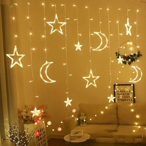 2.5m led curtain light string star moon decorative light outdoor stall camping atmosphere light Christmas garden small colored light