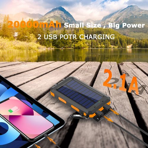 10000mah  with Solar Panel Portable Powerbank Dual USB Cell Phone Charger External Battery Power Bank with Light