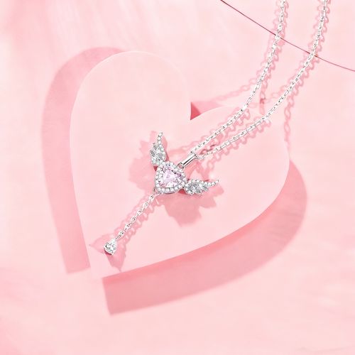 Angel Heart Necklace, Cupid's Heart Wings Clavicle Chain - A Gift for Your Girlfriend
