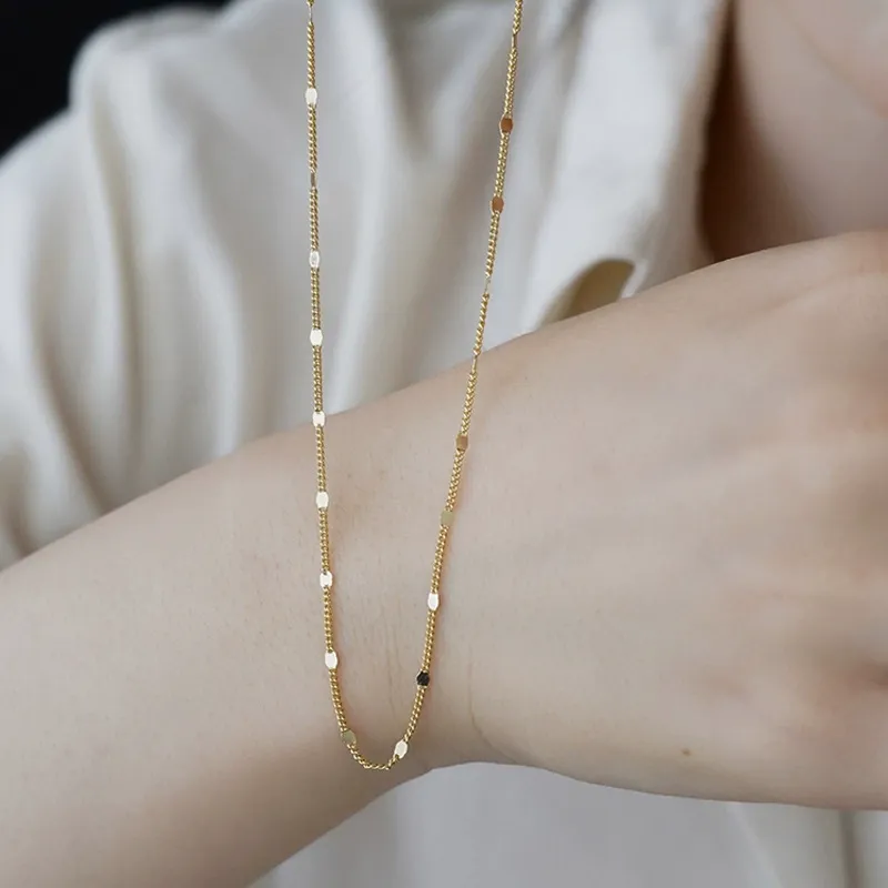Gold-plated clavicle necklace, glitter light luxury high-end necklace