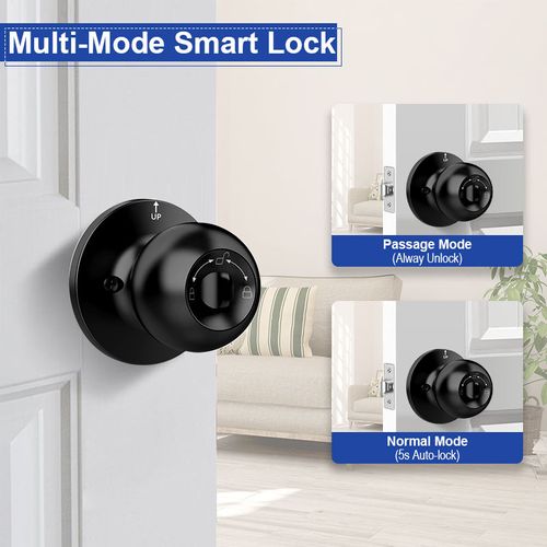 Indoor Room Stainless Steel Spherical Durable Fingerprint Sensor Smart Door Handle Knob Lock Tuya Smart Lock Door Smart Door