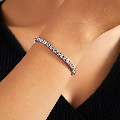 Exquisite Tennis Bracelet Brass Inlaid Diameter Zircon Sterling Sliver（7.5inch） Gold Plated Link Bracelet Jewelry Custom for Lady Women