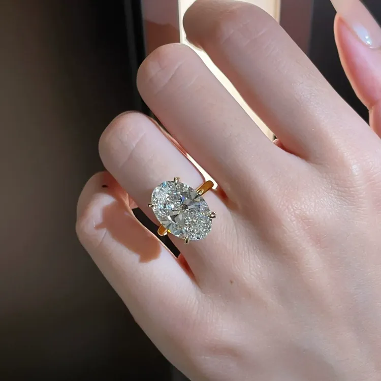 Starry Sky Cut French minimalist style large carat oval diamond ring for women (with pigeon egg-shaped diamond)