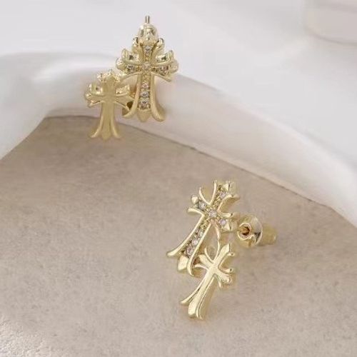 Hot sale Personalized creative design cross inlaid zircon earrings