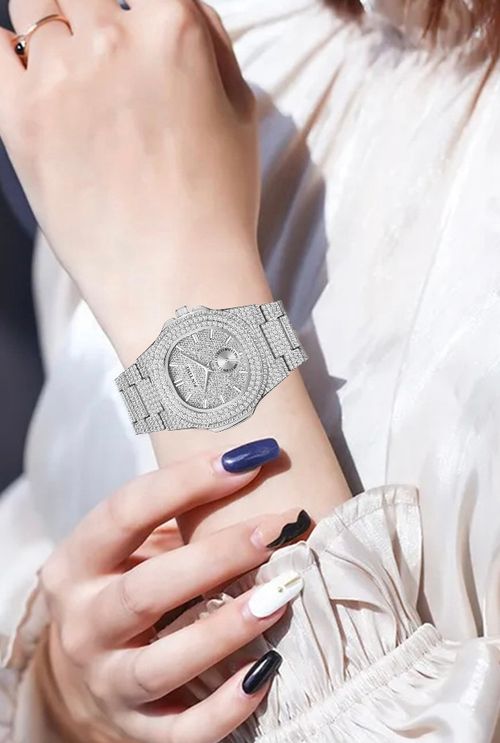 Quartz watch niche high-end full diamond light luxury watch female waterproof watch
