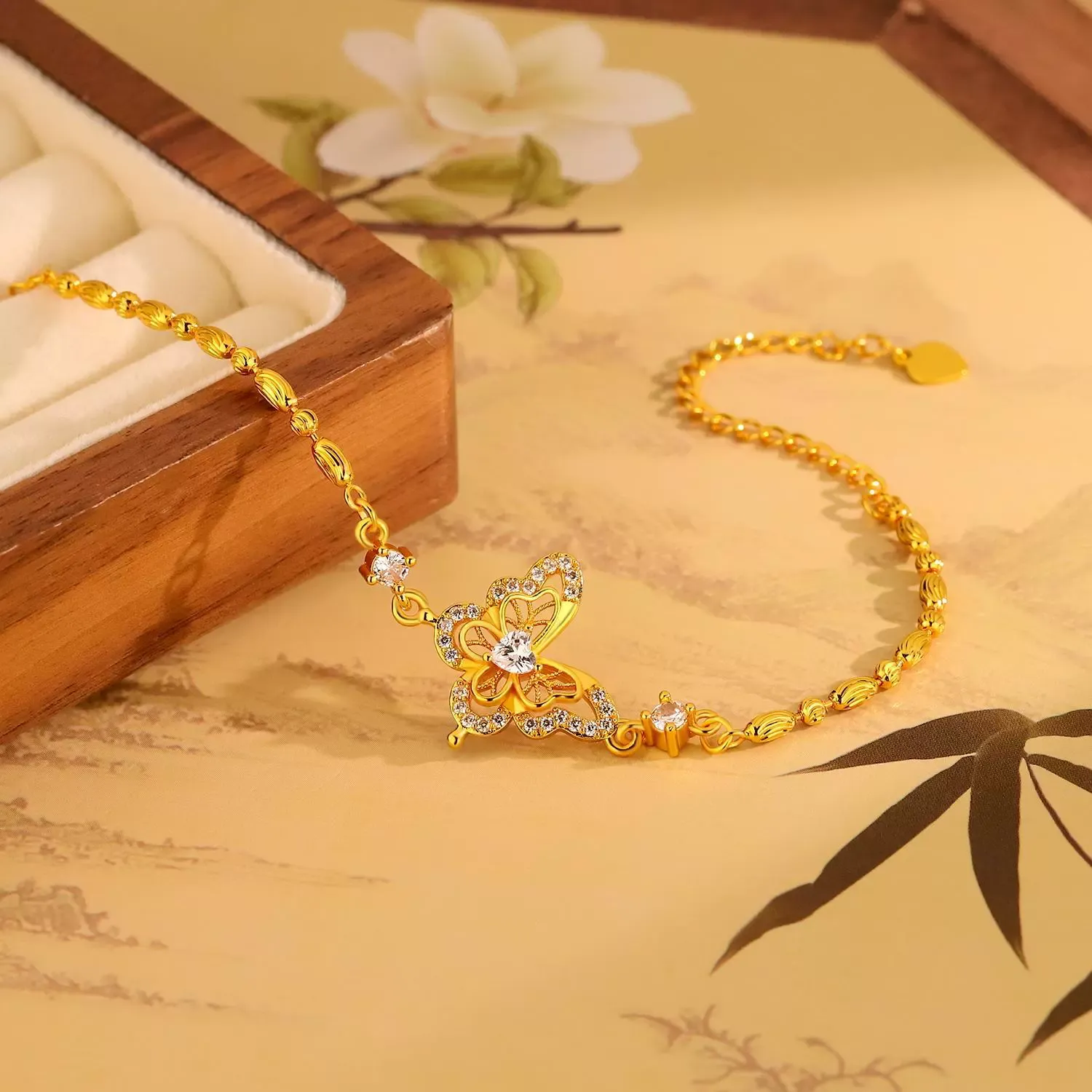 Women's butterfly openwork bracelet, a new elegant jewelry design for 2025, perfect as a gift for your girlfriend.