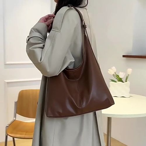 Vintage Women's Tote Bag 2025 Popular Korean Style with Zipper Closure Underarm Bag