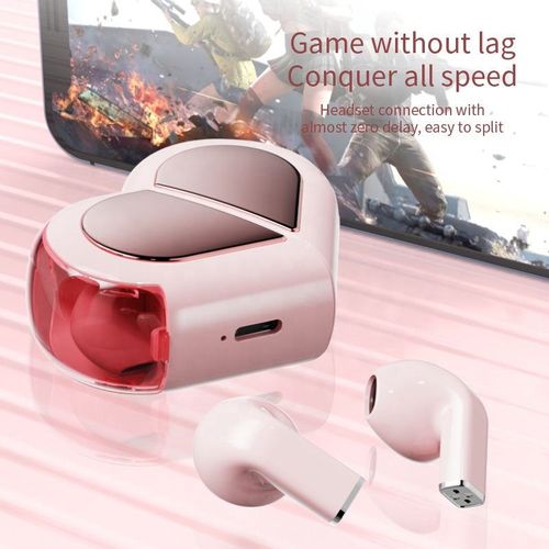 Super Mini Invisible In-Ear Earphone Lovely Pink Stereo Ear Buds 2 in 1 Rotation Mini Heart Shaped K520 TWS Wireless Earbuds
