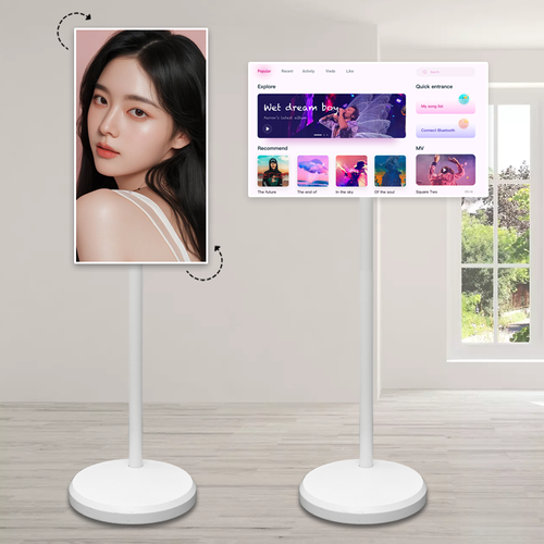 Rechargeable Moveable Android Monitor Built-In 4h Battery Rollable Smart Touch Screen 21.5 Inch and 27 Inch Televisions Tv