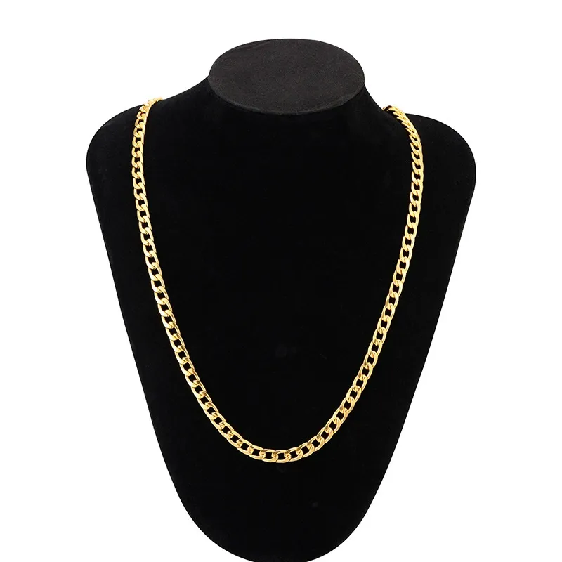 Stainless steel necklace, titanium steel decoration, Cuban chain 18K gold, men's necklace width 6MM
