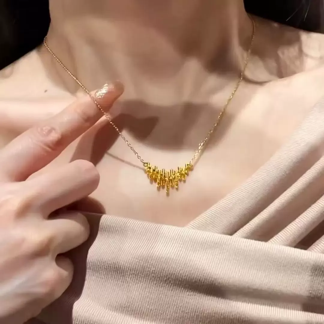 Super flash musical note necklace stainless steel gold-plated necklace