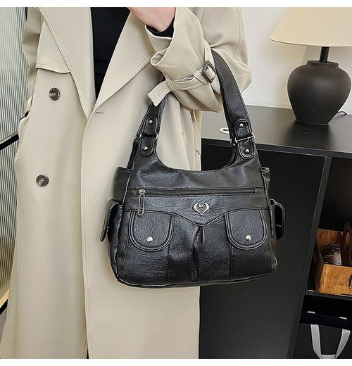 New washed leather ladies handbags women's bags retro fashion large capacity shoulder bag commuter soft leather bag
