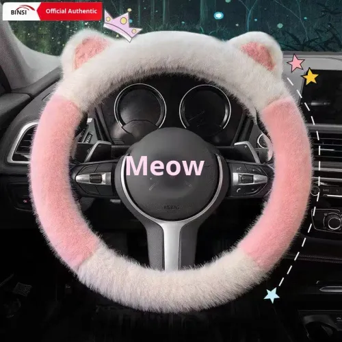 Light Luxury Winter Version Car Steering Wheel Cover Long Plush Non-Slip Non-Shedding Warm Spliced Universal Interior Handle Fur