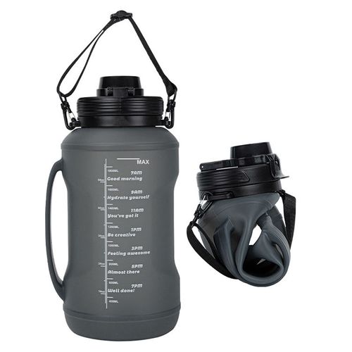 Hot New Product Easy to Clean Multiple Sizes Eco-friendly Silicone Foldable Water Bottles with Motivational Time Marker