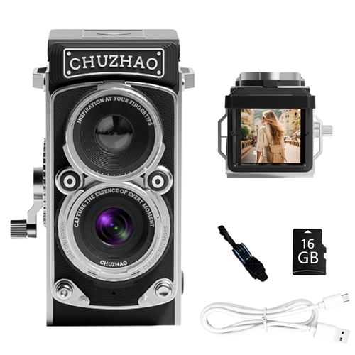 Digital Vintage Mini Camera 1080P FHD Video 12MP Autofocus Point and Shoot Digital Camera Card Compact Small Vlogging Camera