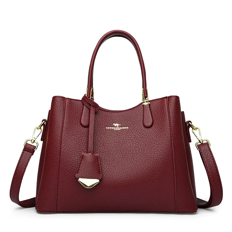 Large-capacity shoulder bag, ladies' handbag, middle-aged women's bag, soft leather fashion women's bag