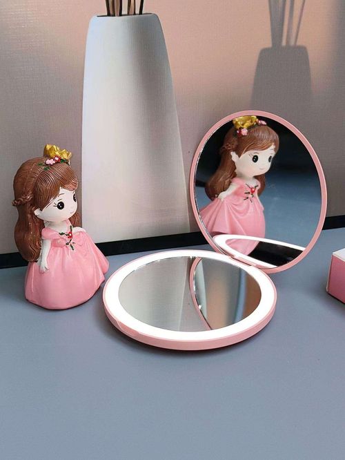 New Mini Portable LED Lighted Makeup Mirror Round Stackable Lighted Makeup Mirror