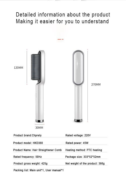 Hair Straightener Brush Flat Iron for Women Anti-Scald and Anti-Frizz Ceramic Hair Straightening Comb Professional Salon at Home