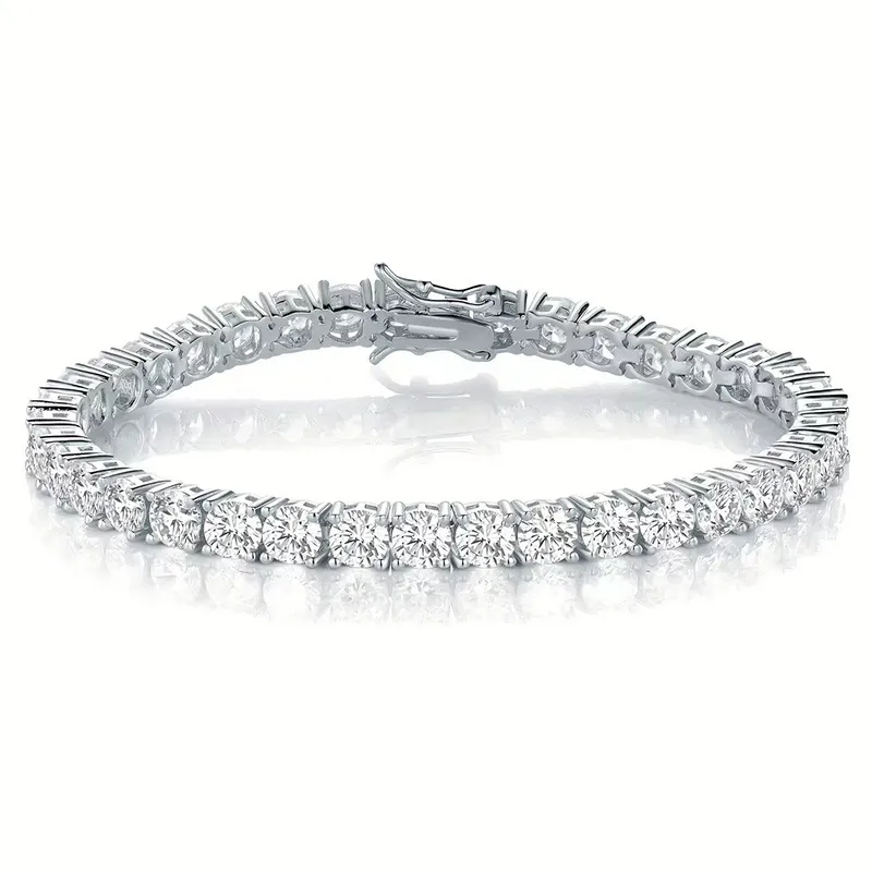 Exquisite Tennis Bracelet Brass Inlaid Diameter Zircon Sterling Sliver（7.5inch） Gold Plated Link Bracelet Jewelry Custom for Lady Women