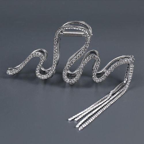 Light luxury rhinestone grab clip, high-grade tassel chain, shark clip headdress