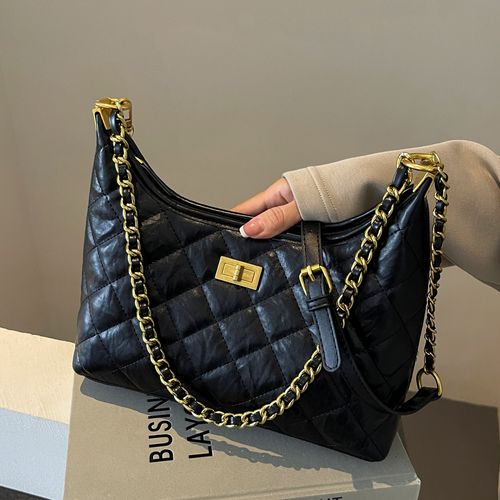 Retro diamond chain tote bag women's 2025 new commuter versatile underarm bag