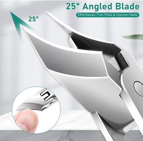 3pcs Eagle Beak Beveled Nail Clippers Wide Jaw Opening Anti-Splash Slanted Nail Clipper with Nail Pusher and Glass File