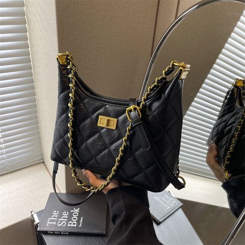 Retro diamond chain tote bag women's 2025 new commuter versatile underarm bag