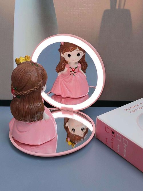 New Mini Portable LED Lighted Makeup Mirror Round Stackable Lighted Makeup Mirror
