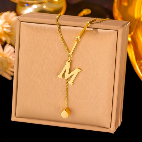 European American Explosion-Style Women's Necklace High-End Titanium Steel Tassel Clavicle Chain M Letters Stainless Steel