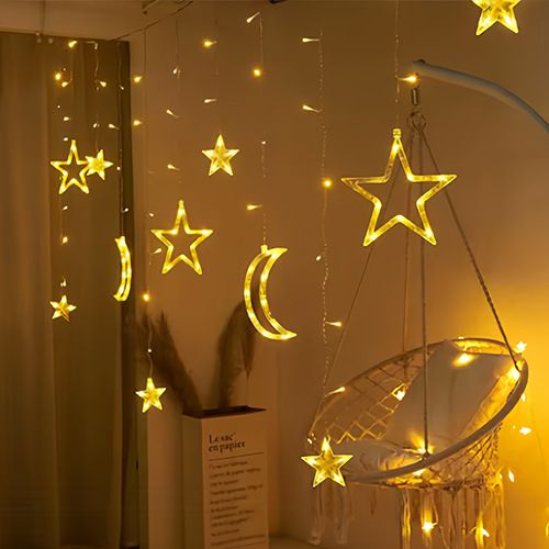2.5m led curtain light string star moon decorative light outdoor stall camping atmosphere light Christmas garden small colored light
