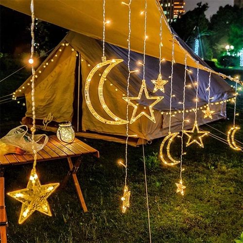 2.5m led curtain light string star moon decorative light outdoor stall camping atmosphere light Christmas garden small colored light