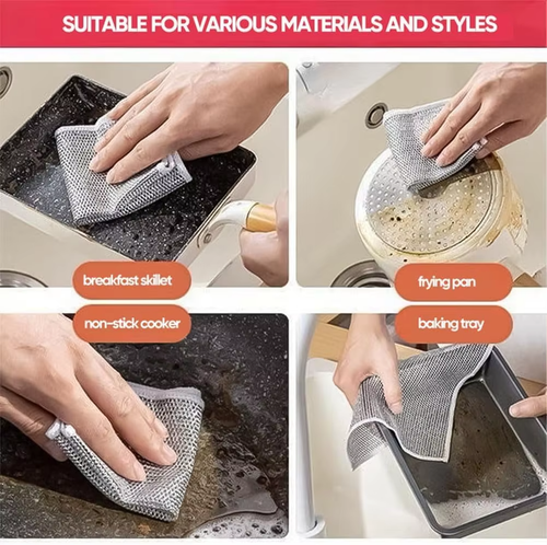10Cleaning Cloths Double Layer Non-Scratch Wire Dishcloth Steel Scrubber Scrubbing Pads Dish Cloths for Washing Dishes Wire Cleaning Cloths