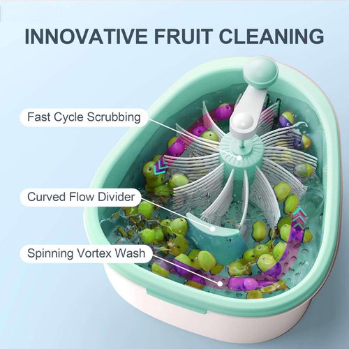 Fruit Vegetable Washing Machine Fruit Washing Spinner Device Vegetable Cleaner Device with Spin Scrubber Brush for Home Kitchen