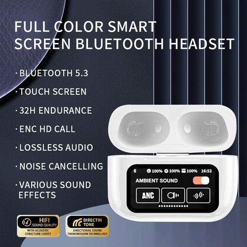 2025 TWS Wireless ANC Enc Earbuds Pro A10A11 Screen Touch Noise Cancelling In-Ear Earphones with LED BT Screen