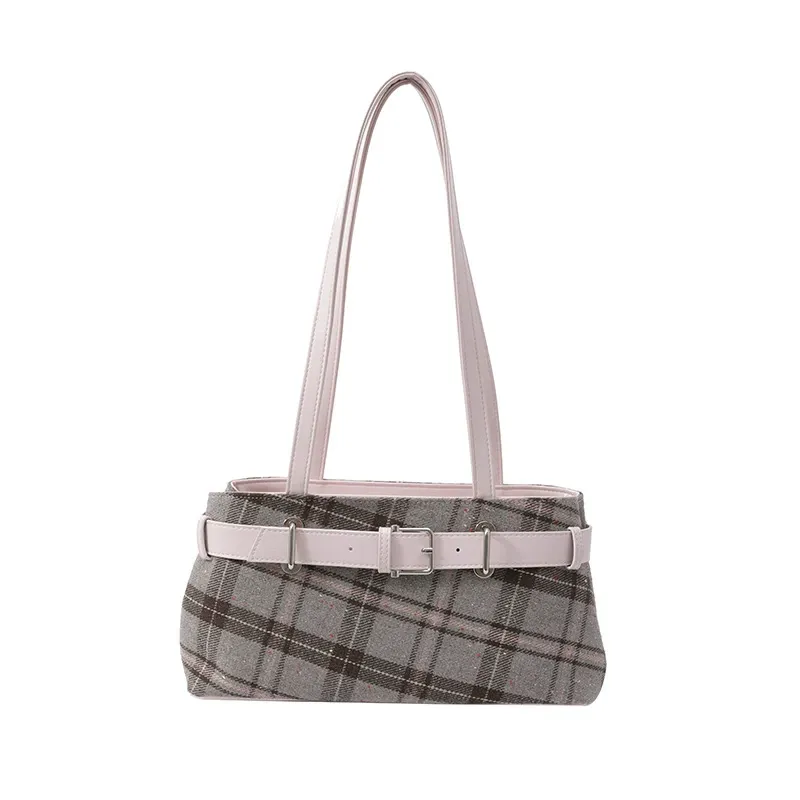 Fashionable single shoulder square bag for women 2025 new plaid casual single shoulder bag Korean style niche temperament female