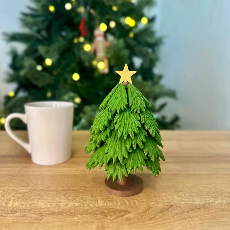 3D Christmas Tree Shaped Coasters Retractable Kitchen Dining Room Santa Gift Ornaments Decorative Heat Mat