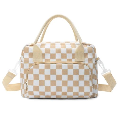Ladies Strawberry Corduroy Insulated Lunch Bag for Women Adults Fashion Portable Thermal Cooling Bag Cotton Fitness