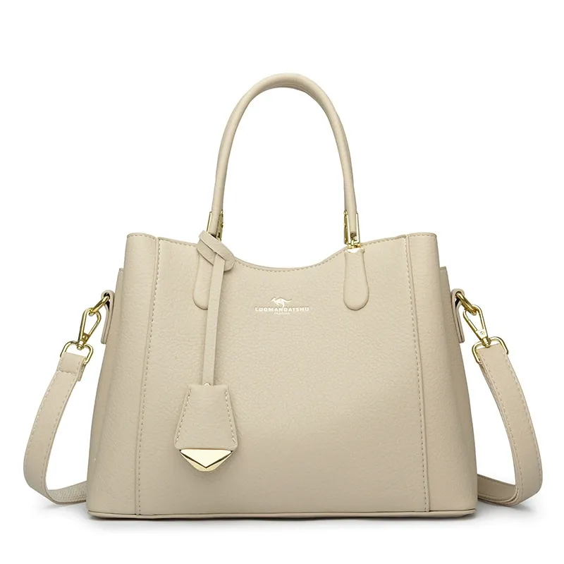 Large-capacity shoulder bag, ladies' handbag, middle-aged women's bag, soft leather fashion women's bag