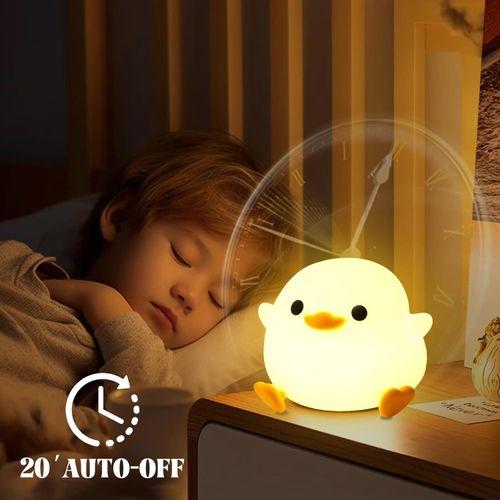 Cute Bean Duck Soft Silicone Patting Night Light With Touch Sensor USB Rechargeable Bedside Table Lamp for Bedroom Living Room
