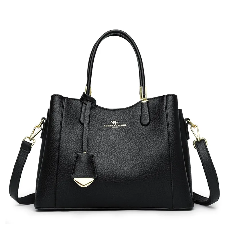 Large-capacity shoulder bag, ladies' handbag, middle-aged women's bag, soft leather fashion women's bag