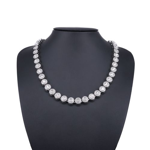 Mens Jewelry Hip Hop Full Diamond Round 45cm   Zircon Necklace for Men Women Gold Plated Zinc Alloy Chain Accessory for