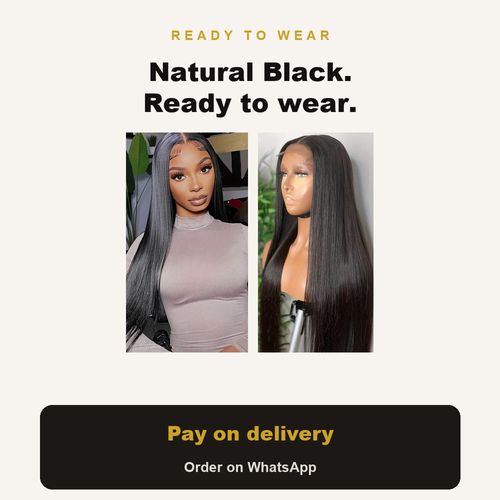 Lace Front Wig — Long Straight, Natural Black. 50% OFF today only. 🇬🇭