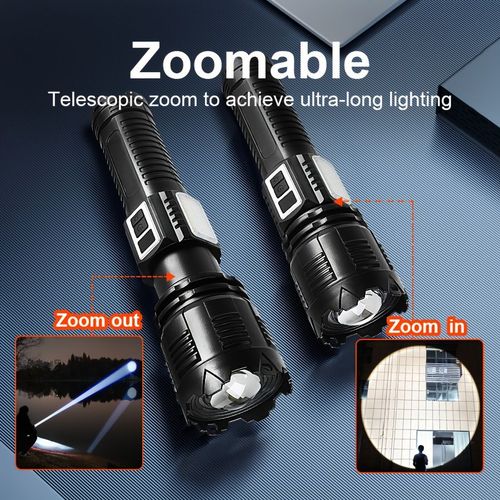 2026 Most Powerful Flashlight, Solar Rechargeable Flashlight, High-Power Tactical Flashlight, Portable Handheld Light with Built-in High-Capacity Battery, Suitable for Work, Fishing, Hunting, Camping, Etc