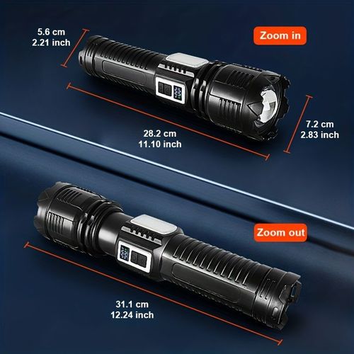 2026 Most Powerful Flashlight, Solar Rechargeable Flashlight, High-Power Tactical Flashlight, Portable Handheld Light with Built-in High-Capacity Battery, Suitable for Work, Fishing, Hunting, Camping, Etc