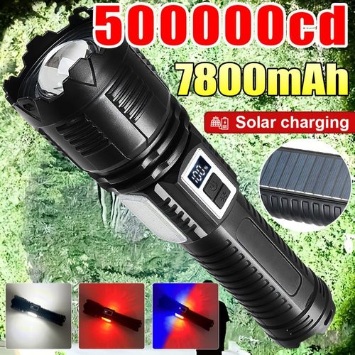 2026 Most Powerful Flashlight, Solar Rechargeable Flashlight, High-Power Tactical Flashlight, Portable Handheld Light with Built-in High-Capacity Battery, Suitable for Work, Fishing, Hunting, Camping, Etc