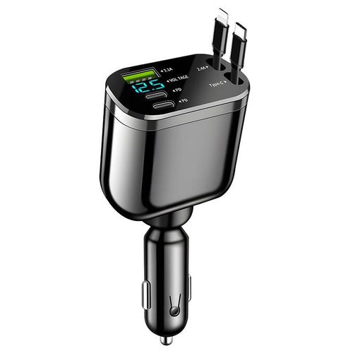 120W Super Fast Car Charger | 5 in 1 Retractable Cable | Free Delivery