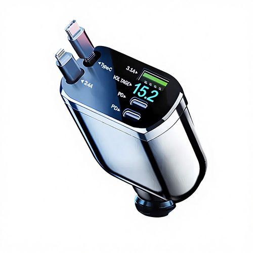 120W Super Fast Car Charger | 5 in 1 Retractable Cable | Free Delivery